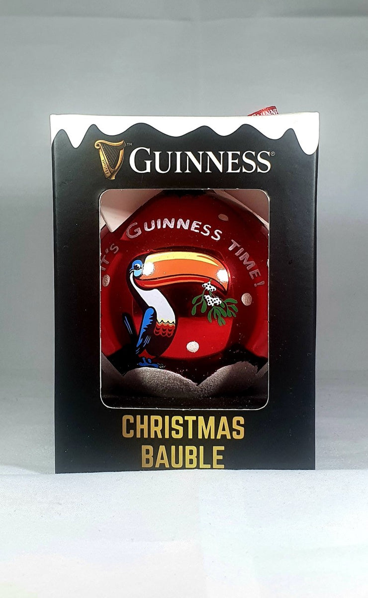 Boule De Noël Guinness — Motif Toucan Rouge — Décoration Sapin Officielle, Boîte Cadeau Incluse