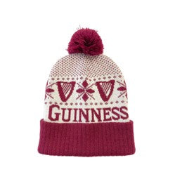 Guinness Cream/Burg Harp Snowflake Bobble Hat