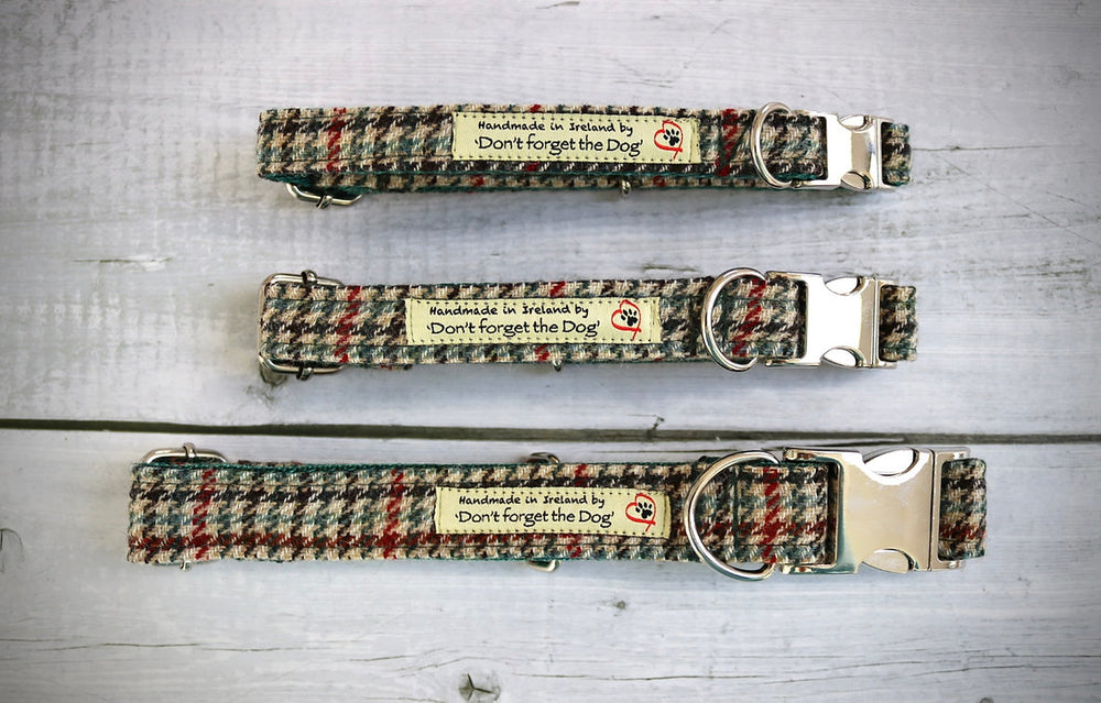 Tweed Dog Collar With Metal Buckle