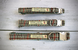 Tweed Dog Collar With Metal Buckle