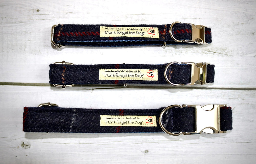 Tweed Dog Collar With Metal Buckle