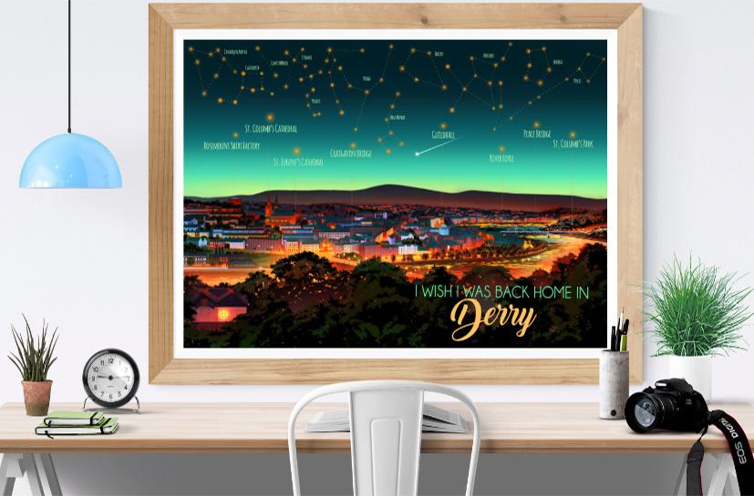 Derry Nice Things 'Wish I was Back Home in Derry' Print A4