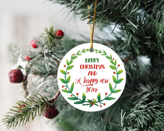 
            
                Load image into Gallery viewer, Derry Christmas and a Happy New Year Christmas Typography Christmas Decoration
            
        