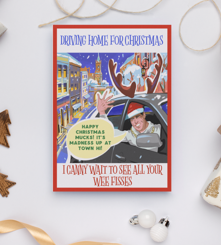 Driving Home for Christmas Shanty Spider Funny Derry Christmas Card