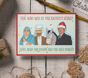
            
                Load image into Gallery viewer, Line of Duty Jesus Mary and Joseph Christmas Card
            
        