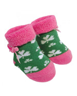 Green/Pink Shamrock Baby Booties