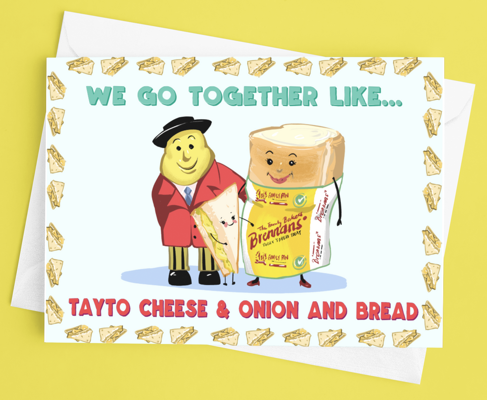 'ROI Tayto Cheese & Onion Sandwich' Valentines Day card by Derry Nice Things