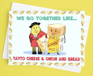 'ROI Tayto Cheese & Onion Sandwich' Valentines Day card by Derry Nice Things