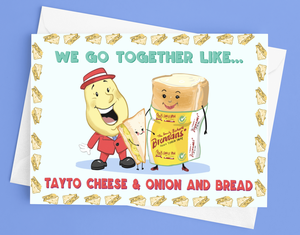'NI Tayto Cheese & Onion Sandwich' Valentines Day card by Derry Nice Things