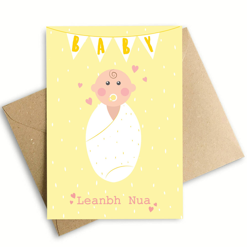 
            
                Load image into Gallery viewer, &amp;#39;Leanbh Nua&amp;#39; New Baby Card by Prints of Ireland
            
        