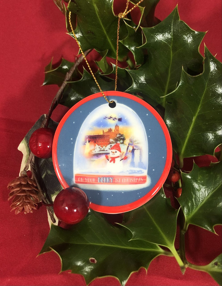 
            
                Load image into Gallery viewer, &amp;quot;Derry Nice Things&amp;quot; Derry First Christmas Disc Decoration
            
        