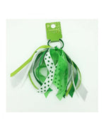 Green/ White 2 Pack Hair Ties With Ribbon