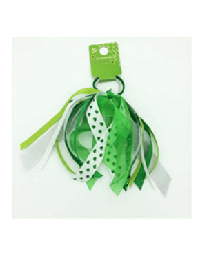 
            
                Load image into Gallery viewer, Green/ White 2 Pack Hair Ties With Ribbon
            
        